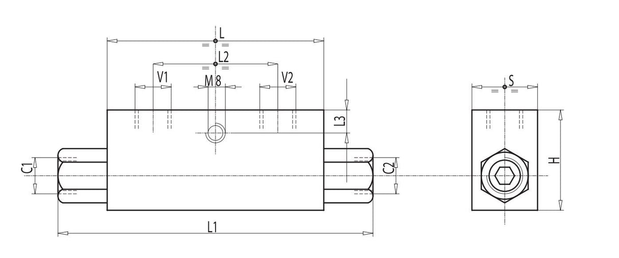 Valvola blocco doppio effetto - 3/8