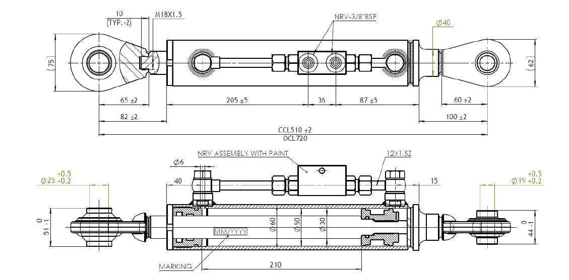 Terzo punto idraulico 50x30x210 sn19/25 - mk