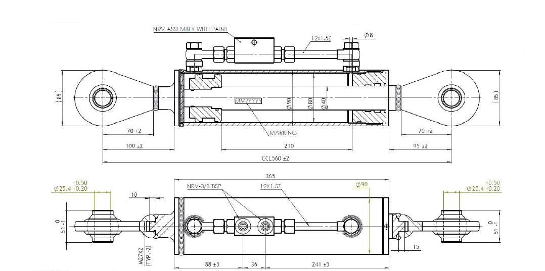 Terzo punto idraulico 80x40x210 sn26 - mk