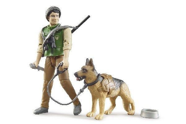 Guardia forestale con cane ed equipaggiamento Bruder