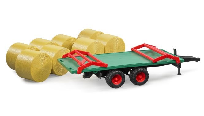 Rimorchio Bruder con 8 balle fieno rotonde - 02220