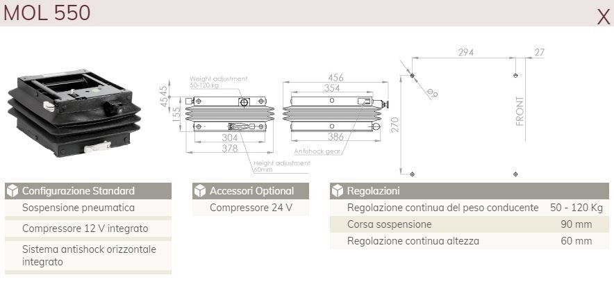 Molleggio mol550 pneumatico+anti shock per sedile top