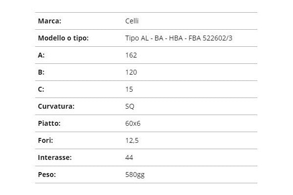 Zappetta celli tipo al-ba-hba-fba 522602/3 (squadrata)