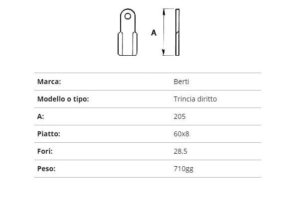 Coltello Berti trincia dr.60x8/205