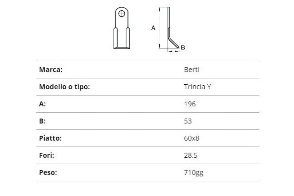 Coltello Berti trincia y 60x8/196