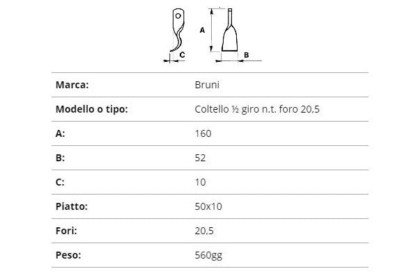 Coltello bruni 1/2 giro n.t. f.20,5
