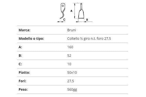 Coltello bruni 1/2 giro n.t. f.27,5