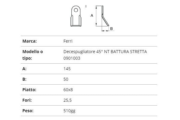 Coltello ferri decespugliatore 45° n.t.