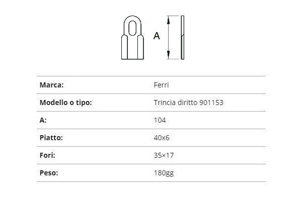 Coltello ferri trincia dritto 40x6/104