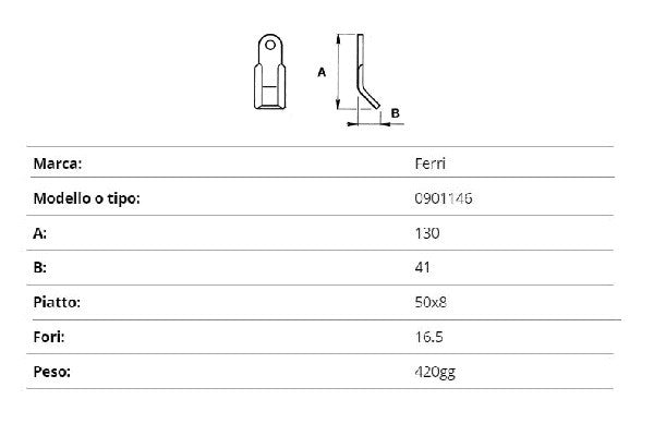 Coltello ferri 0901146 50x8 f16,5