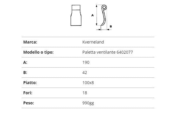 Coltello Kverneland ventilante 100x8/190