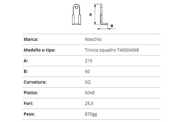 Coltello Maschio trincia sq.60x8