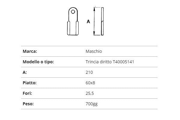 Coltello Maschio trincia dr.60x8