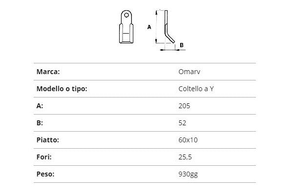 Coltello omarv y 60x10/205