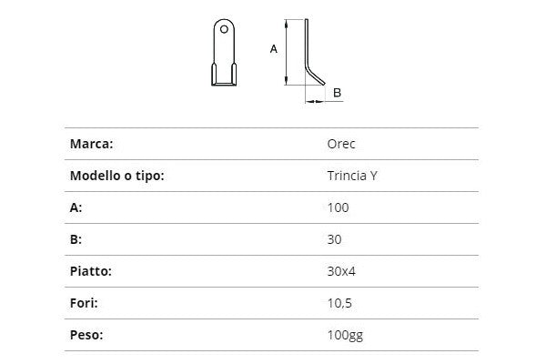 Coltello orec tr.y 30x4/100