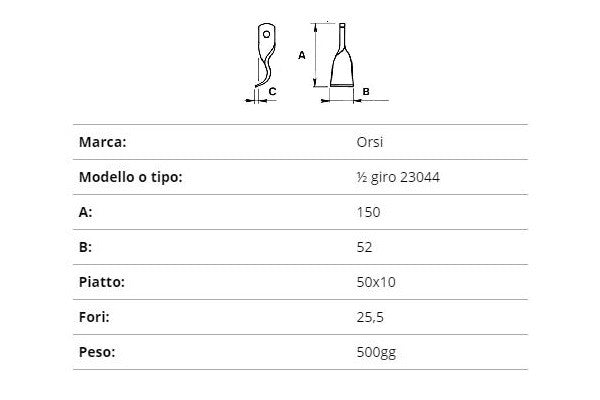 Coltello Orsi 1/2giro 50x10/150