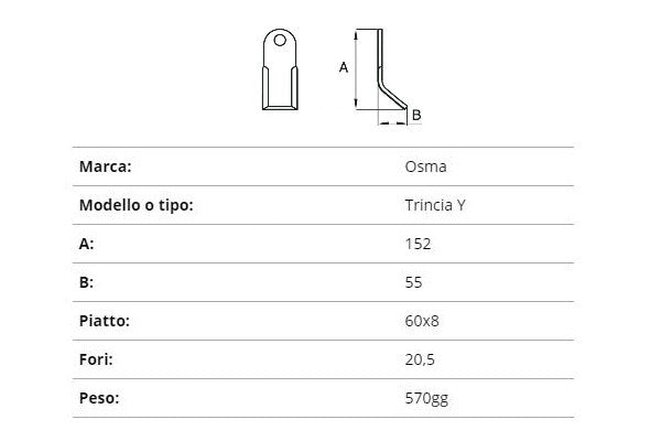 Coltello osma trincia y 60x8/152