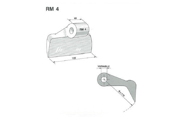 Mazza trinciasarmenti rm4 tipo agricom, maletti, omarv, seppi, zappator - Foro: 16,5