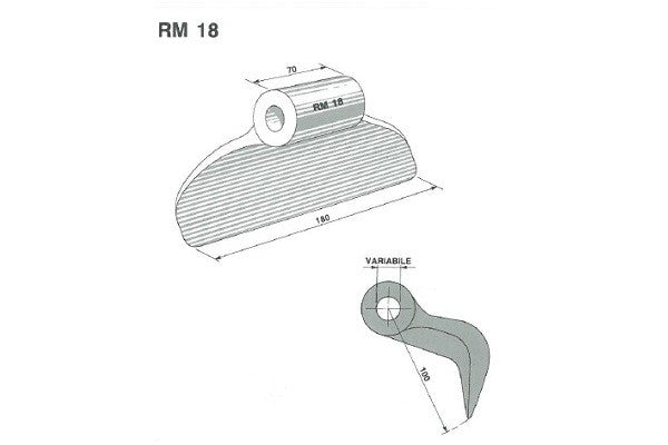 Mazza trinciasarmenti rm18 tipo ferri - Foro: 16,5