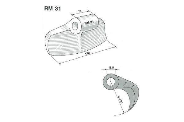 Mazza trinciasarmenti rm31 hmf - Foro: 16,5