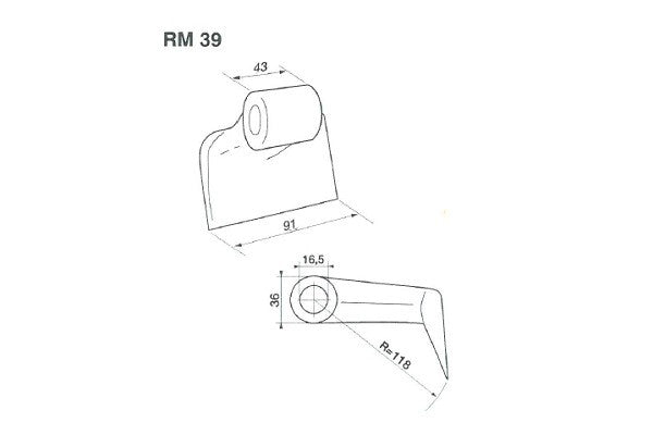 Mazza trinciasarmenti rm39 falc mini cobra - f.16,5
