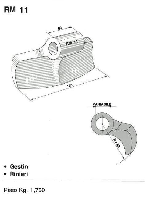 Mazza trinciasarmenti rm11 gestin, rinieri - f.20,5