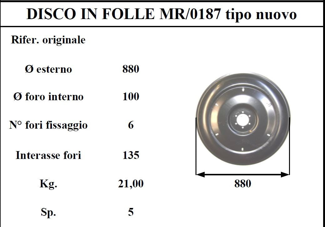 Disco folle morra 187 tipo nuovo