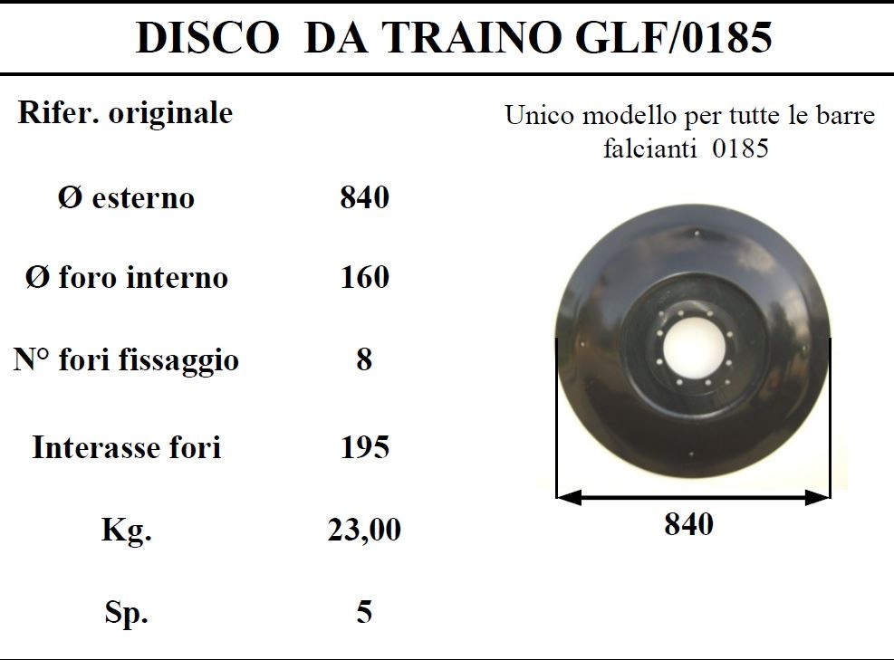 Disco traino galfre' 185
