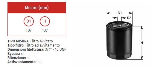 Filtro olio clean do 242