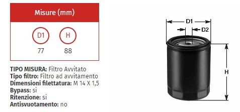Filtro olio clean do 302