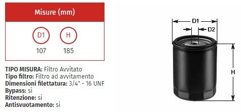Filtro olio clean do 821