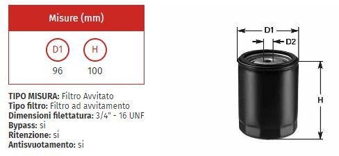 Filtro olio clean do 262/b