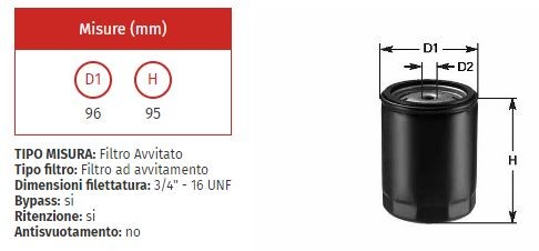 Filtro olio clean do 321