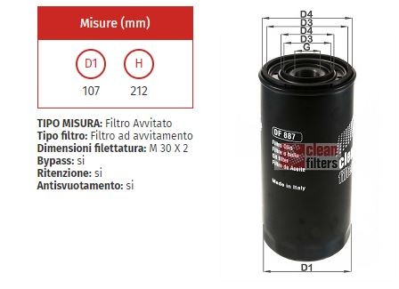 Filtro olio clean df 887