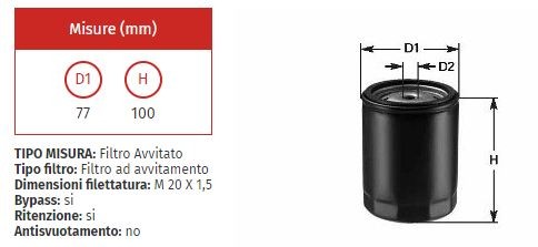 Filtro olio clean do 818