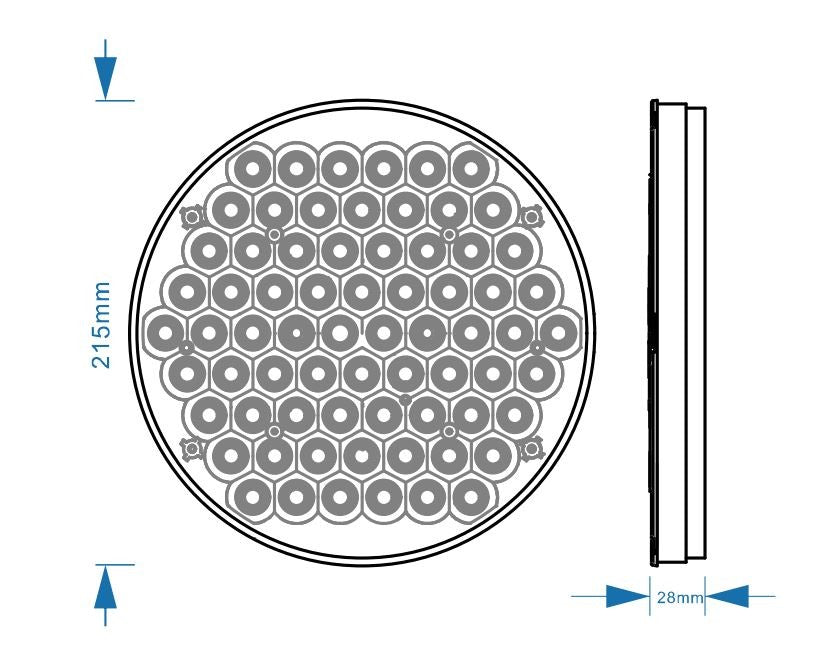 Luce LED tonda truck 12V - 72 LED