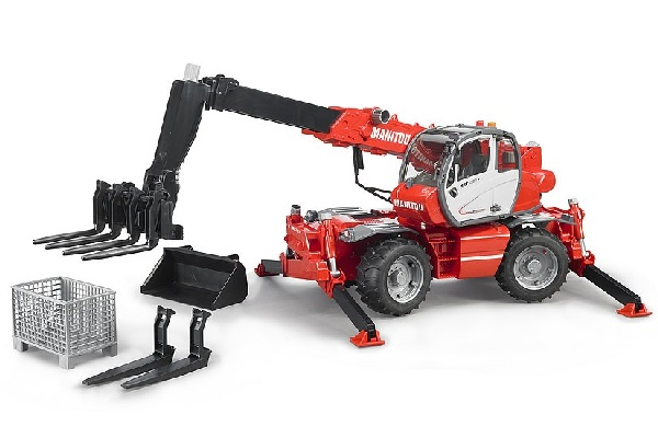 Manitori mrt 2150 con braccio meccanico e accessori Bruder