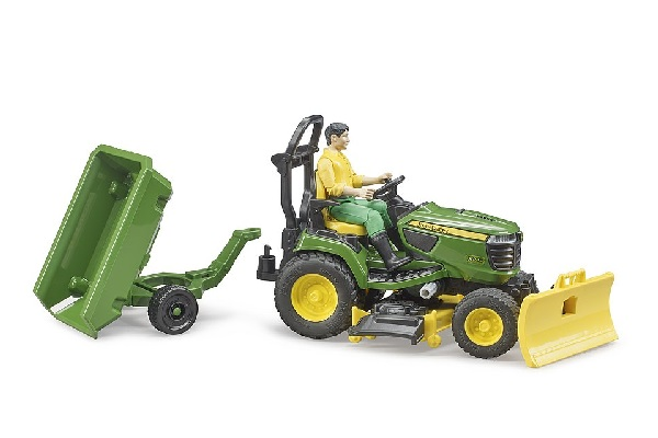 John Deere trattore tosaerba con rimorchio giardiniere Bruder