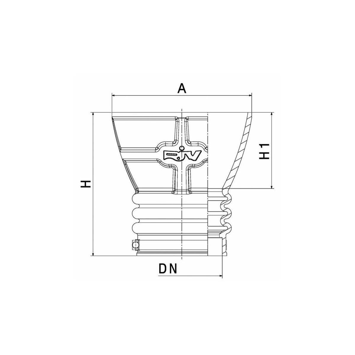 Imbuto in gomma 6" - D.160 mm