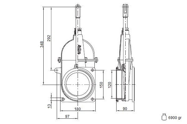 Saracinesca a stantuffo 5" - con asta 2 flange