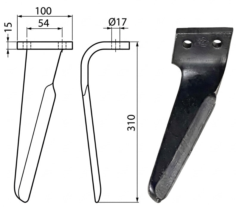 Dente lama Perugini, Carraro, Frandent 100x15 INT.54 - Verso: DX