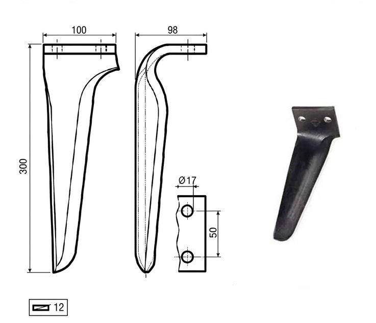 Dente lama moreni 100x12 INT.50 - Verso: DX