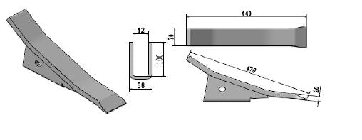 Vomere ripuntatore 70x20 T.Alpego c/attacco rapido - L.440