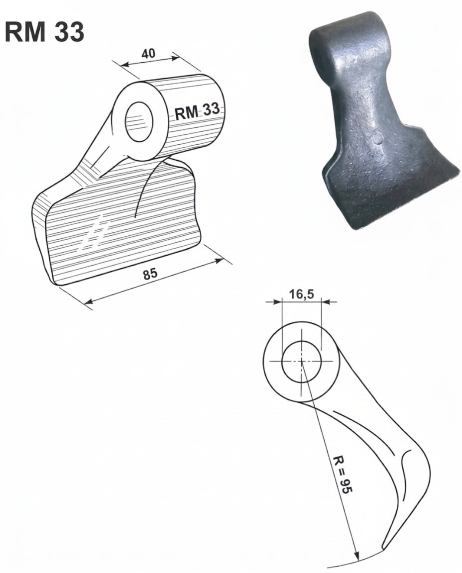Mazza trinciasarmenti rm33 tipo Hmf, Acma, Agrimaster, Orsi, Zanon, Maschio - Foro: 16,5