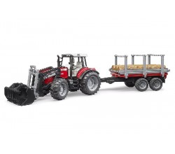 TRATTORE MASSY FERGUSON 7480 CON RIMORCHIO TRASPORTO...