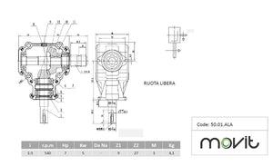 Scatola ingranaggi rapporto 1:3 - 7 HP (a50.01.ala)