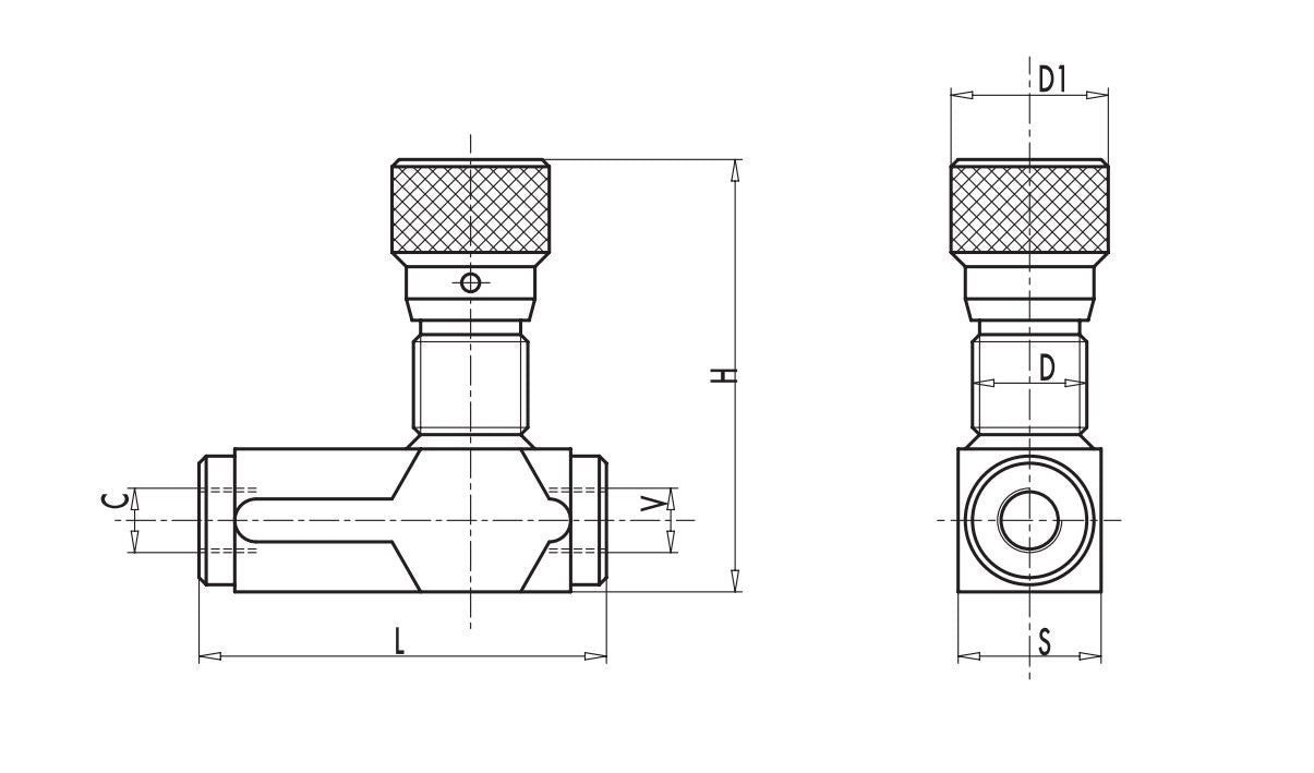 Valvola di regolazione di flusso 90° - 3/8"