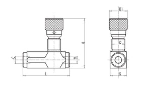Valvola di regolazione di flusso 90° - 3/8"