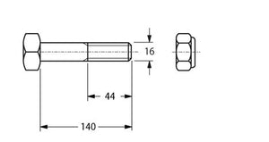Bullone per mazza 16x140  c/dado autobloccante