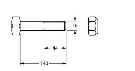 Bullone per mazza 16x140  c/dado autobloccante